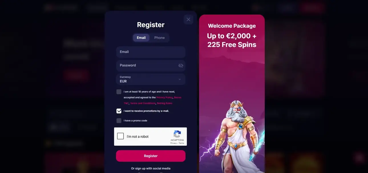 Registratie bij NV Casino